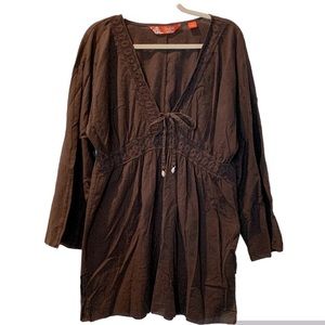 AVENUE Women’s Brown Long Sleeve Swim Cover Up Size 18/20